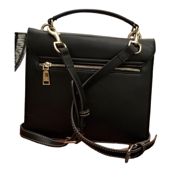 Badgley Mischka Black Leather Bag Sz Medium NWOT - Picture 3 of 10